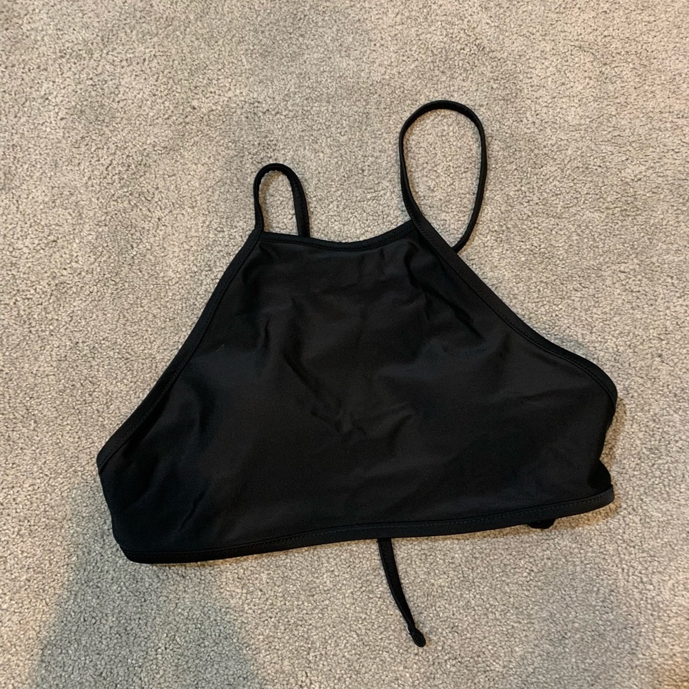 Aerie Black High Neck Bathing Suit Top